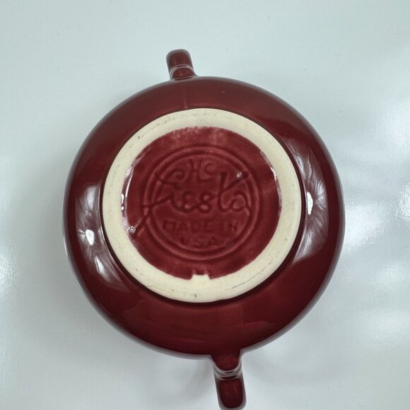 Fiesta Ware 4 Piece Sugar Bowl Creamer Set w/Tray Cinnabar Retired Serveware - Picture 4 of 13